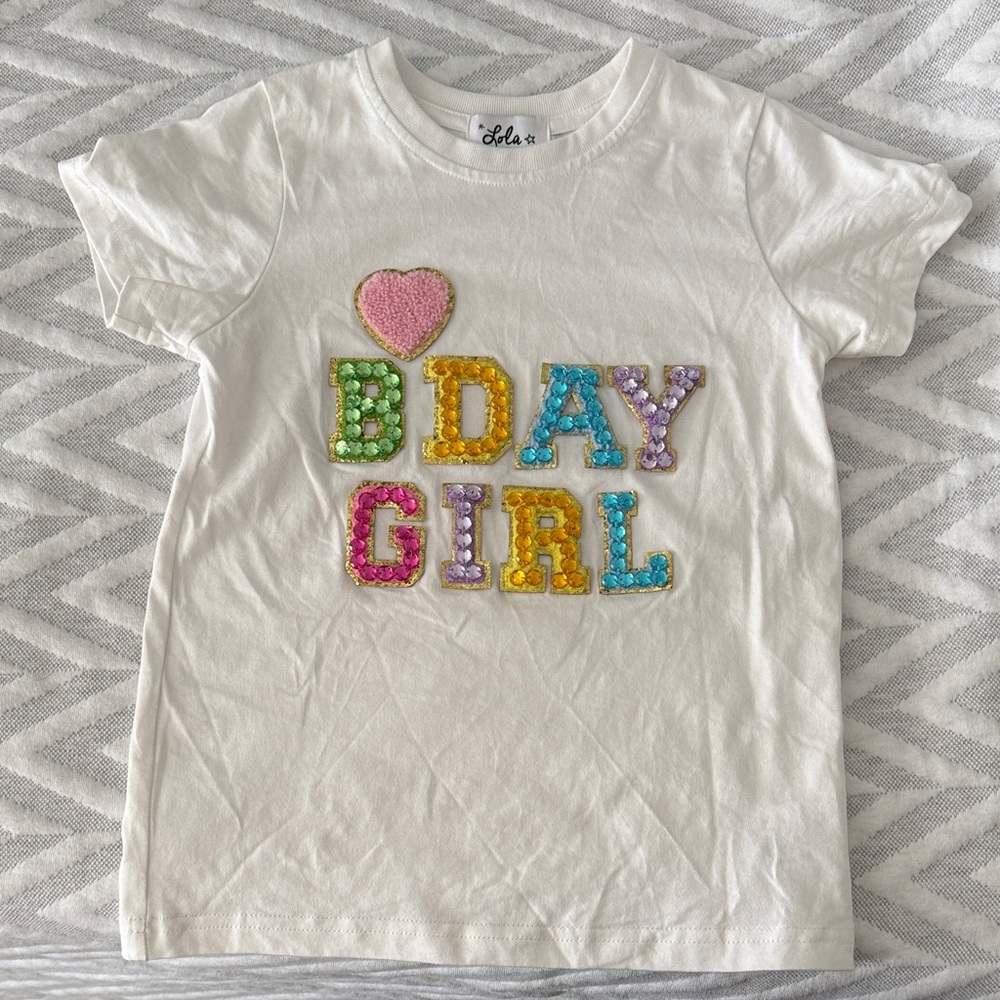 Lola and the Boys Kids White BDAY GIRL Short Sleeve Tee